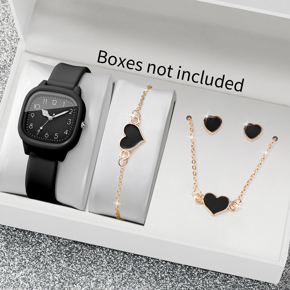 Silicone Band Women - 5PCS Fashion Square Women Watches Heart