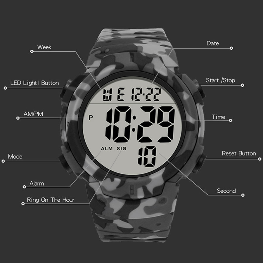 Camouflage Electronic Watch Me - đánh giá và giá Canvas Strap Watch