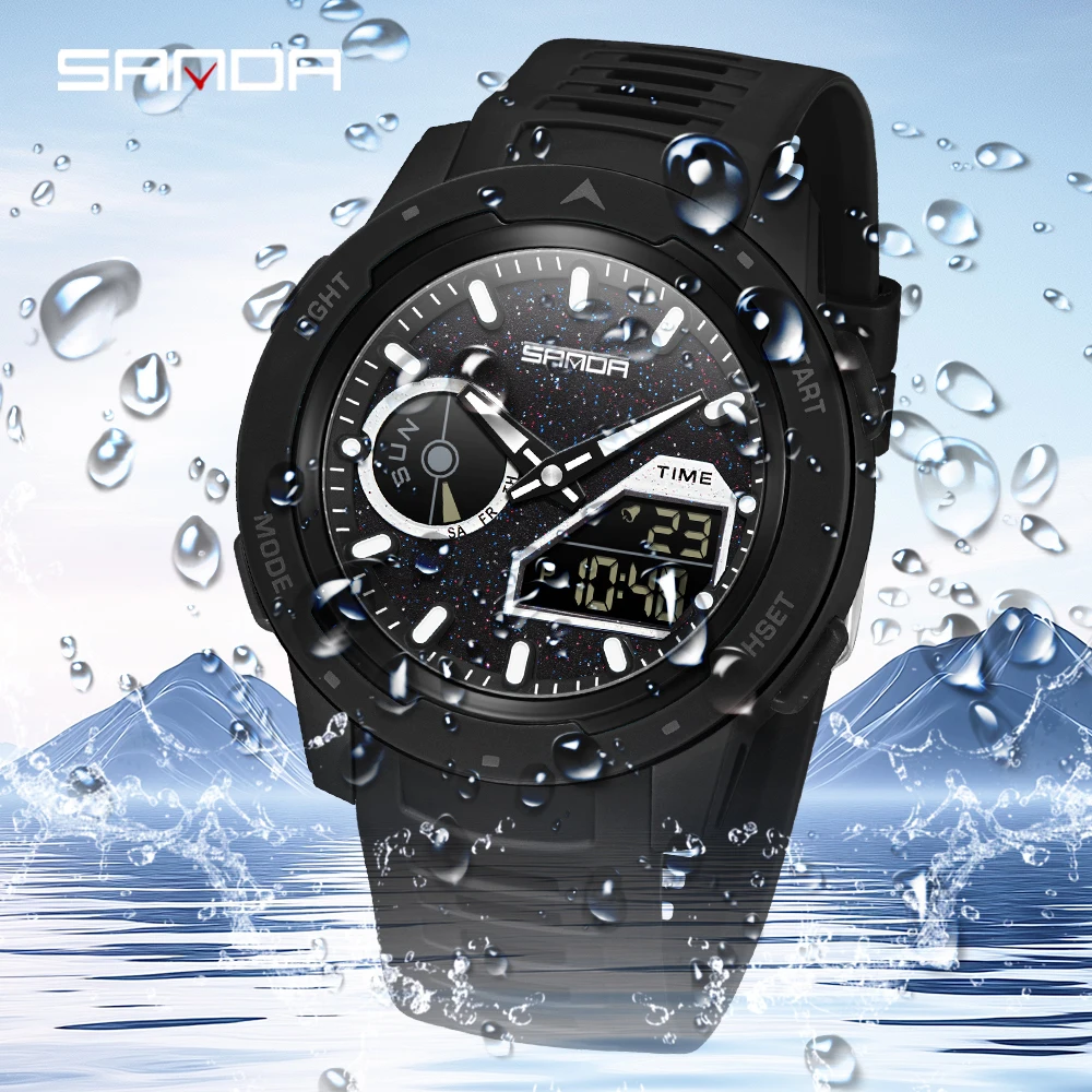 SANDA New Men's Fluorescent Wa - đánh giá và giá Rubber Strap Diver
