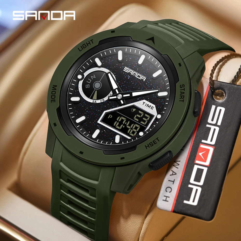 SANDA New Men's Fluorescent Wa - đánh giá và giá Rubber Strap Diver