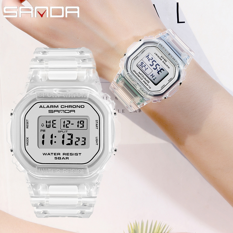 SANDA White Fashion Sport Watc - đánh giá và giá Rubber Strap Diver
