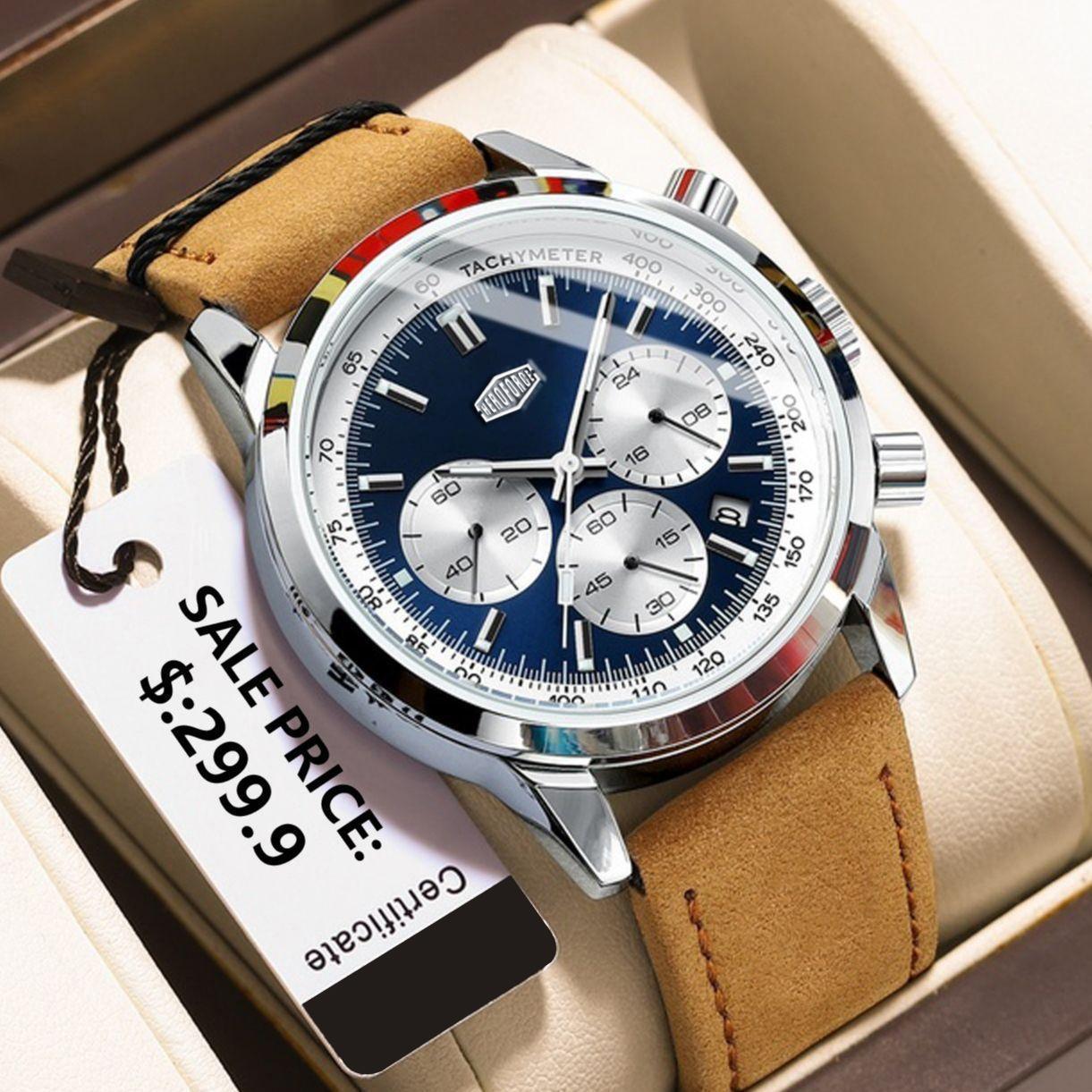HEROFORCE Classic Silver Blue  - đánh giá và giá Leather Watch Band Men