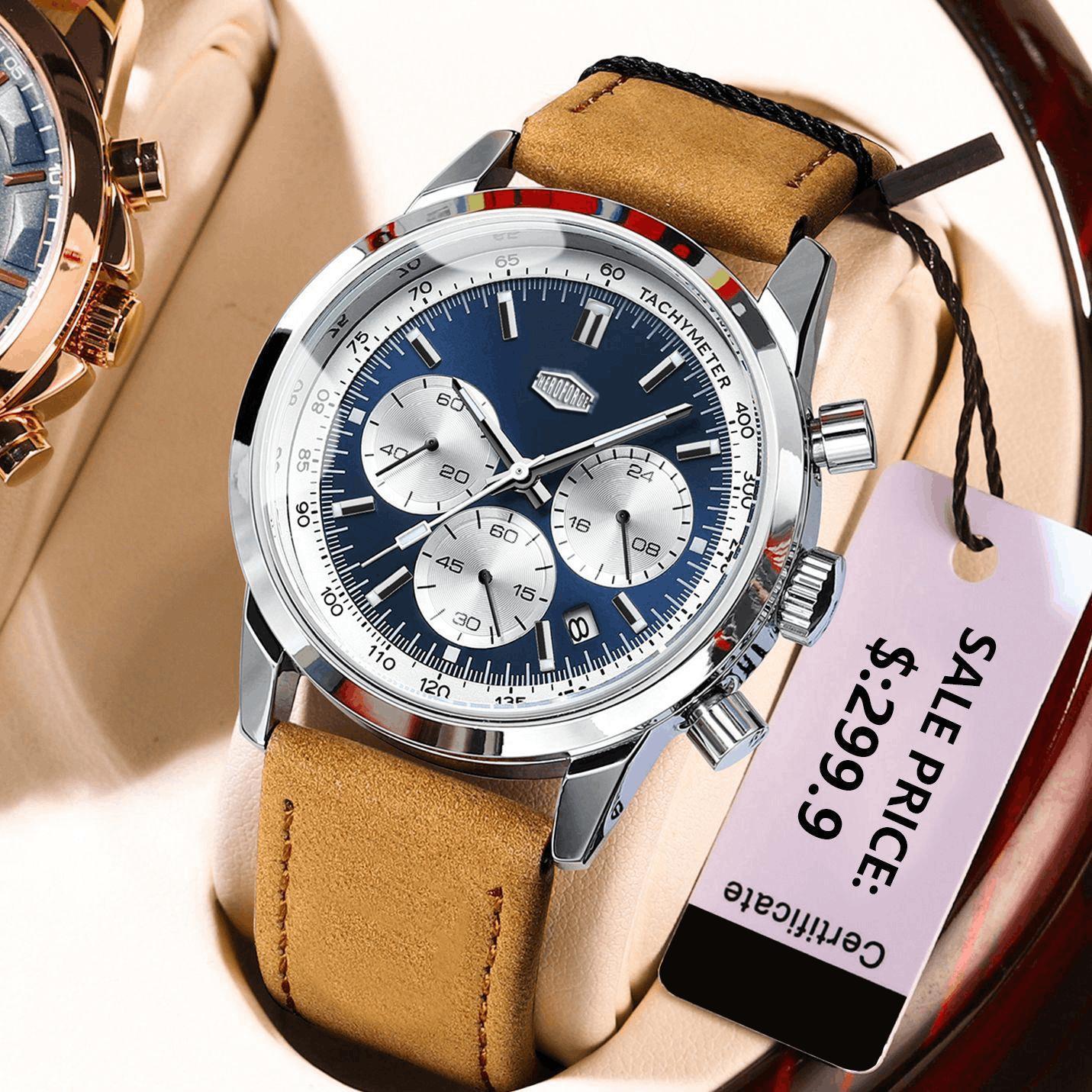HEROFORCE Classic Silver Blue  - đánh giá và giá Leather Watch Band Men