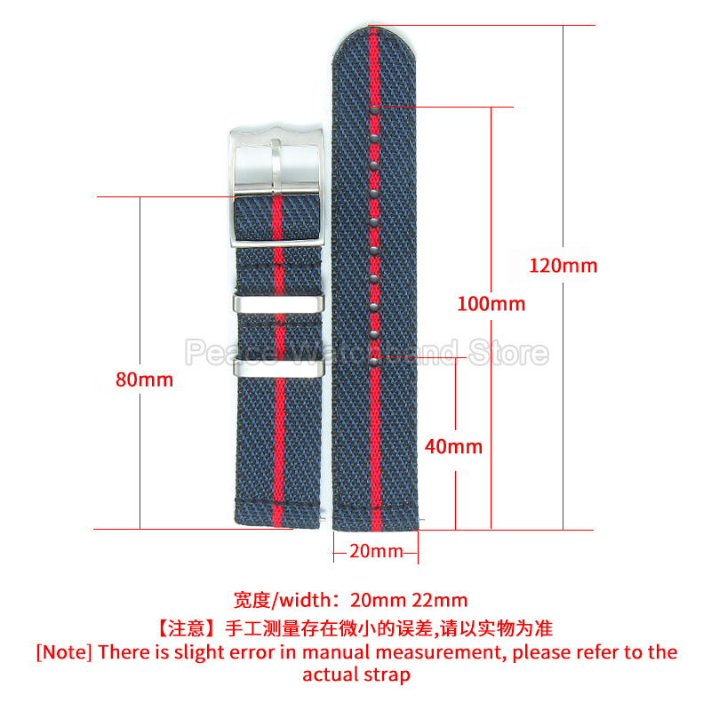 20 22mm Khaki Blue Red Nylon B - đánh giá và giá Nato Strap Nylon